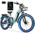 thumbnail image 1 of ESKUTE C300 750W Electric Bike for Adults, 48V 20.8Ah Battery, 20MPH, 26"x4.0" Fat Tire Step-Thru Ebike, Full Suspension Electric Bicycle, 8-Speed Green, With Front Basket, UL2849, 1 of 8