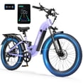 thumbnail image 1 of ESKUTE C300 750W Electric Bike for Adults, 48V 20.8Ah Battery, 20MPH, 26"x4.0" Fat Tire Step-Thru Ebike, Full Suspension Electric Bicycle, 8-Speed Purple, With Front Basket, UL2849, 1 of 9