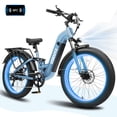 thumbnail image 1 of ESKUTE C300R 750W Electric Bike for Adults, 48V 20.8Ah Battery, 26"x4.0" Fat Tire Step-Thru Ebike, 20MPH, 80 Miles, Full Suspension Electric Bicycle, 8-Speed Blue, UL2849, 1 of 7