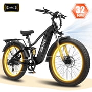 ESKUTE C300R Electric Bike for Adults, 32MPH High-Speed 1500W Motor, 80-Mile Range 48V 20.8Ah Battery, 26x4.0 Fat Tire Ebike, Full Suspension, 8-Speed Black, UL2849