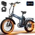 thumbnail image 1 of ESKUTE D300 Electric Bike for Adults, Folding Ebike with 750W Motor 20MPH, 48V 20.8Ah Removable Battery, 20"x4.0" Fat Tires, NFC Unlock,Blue with Phonebag & Lock, UL2849 Class 2, 1 of 7