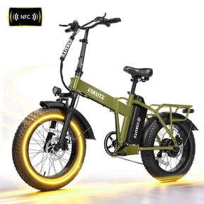 ESKUTE D300D Electric Bike for Adults, Foldable Ebike, 750W Motor, 20MPH, 48V 20.8Ah Battery, 20"x4.0" Fat Tires, 80-Mile Range, 7-Speed, NFC Unlock Green, UL2849