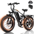 thumbnail image 1 of ESKUTE Electric Bike for Adults, 750W Motor, 48V 20.8Ah Removable Battery, Up to 80 Miles Range, Full Suspension, 20" x 4.0" Fat Tires, 7-Speed, Black with Phonebag & Lock, 1 of 6