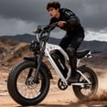 thumbnail image 1 of ESKUTE Electric Bike for Adults, 20MPH Dirt E-Bike, 52V 20.8Ah Battery, 20"x4.0" Fat Tires, 80-Mile Range, NFC Unlock, 7-Speed, Dual Suspension, White with Rear Rack & Footrests, 1 of 7
