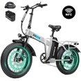 thumbnail image 1 of ESKUTE Electric Bike for Adults, Folding E-Bike, 750W Motor, 20x4 Inch Fat Tires, 20 MPH, 48V 20.8Ah Removable Battery, Up to 80-Mile Range, 7-Speed, NFC Unlock, White with Phonebag & Lock, 1 of 7