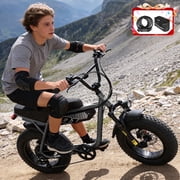 ESKUTE Electric Bike for Adults & Teens, 749W Motor , 19MPH Speed, 48V 13Ah Battery, 16"x4.0" Fat Tires, 7-Speed, Front Suspension, All-Terrain EBike Gray with Phonebag & Lock