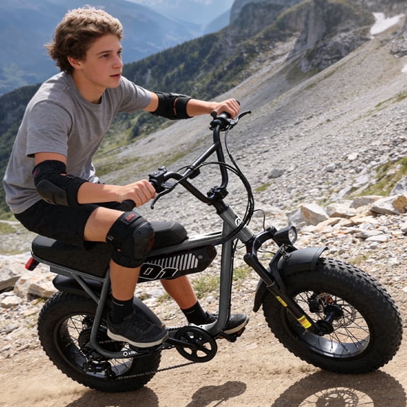 ESKUTE Electric Bike for Adults & Teens, 750W Motor (1500W Peak), 28MPH Speed, 48V 13Ah Battery, 16"x4.0" Fat Tires, 7-Speed, Front Suspension, All-Terrain EBike Gray
