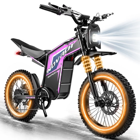 ESKUTE Electric Bike for Adults & Teens, 750W Motor, 52V 30Ah Battery, 70-100 Miles Range, 19" Fat Tires, Dual Suspension, Hydraulic Brakes, Class 2, Purple