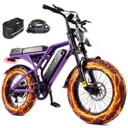 ESKUTE Electric Bike for Adults,750W Motor, 20"x4" Fat Tire, 20mph E Mountain Bike, 48V/15.6AH TUV Certified UL2849 Class 2 Purple with Phonebag & Lock