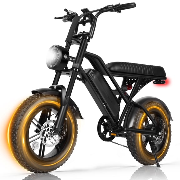 ESKUTE Electric Bike for Teens & Adults – 750W Motor (1500W Peak), 28 MPH, 48V 13Ah Battery, 16"x4" Fat Tires, 7-Speed, Dual Suspension, Black