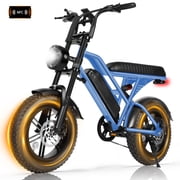 ESKUTE Electric Bike for Teens & Adults   750W Motor 1500W Peak, 28 MPH, 48V 13Ah Battery, 16x4 Fat Tires, 7-Speed, Dual Suspension, Blue