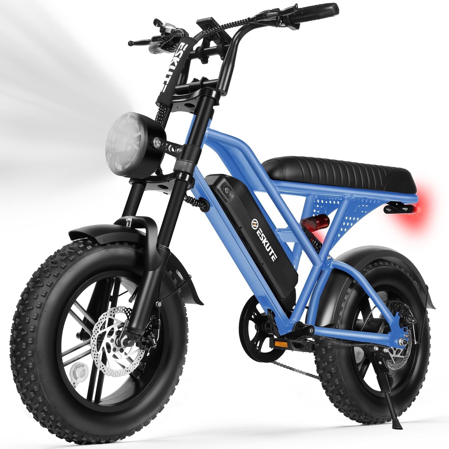 ESKUTE Electric Blue Bike for Adults – 500W Motor 48V 13Ah Battery, 19MPH, 16"x4.0" Fat Tire E-Moped, 7-Speed, Up to 60 Miles, Commuter E-Bike for Adul UL2849