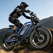 ESKUTE Electric Dirt Bike for Adults & Teens, 749W Motor, 19 MPH, 48V 20.8Ah Removable Battery, 20" x 4" Fat Tires, 7-Speed, NFC Unlock, Blue