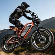 ESKUTE Electric Dirt Bike for Adults & Teens, 749W Motor, 19 MPH, 48V 20.8Ah Removable Battery, 20" x 4" Fat Tires, 7-Speed, NFC Unlock, Orange