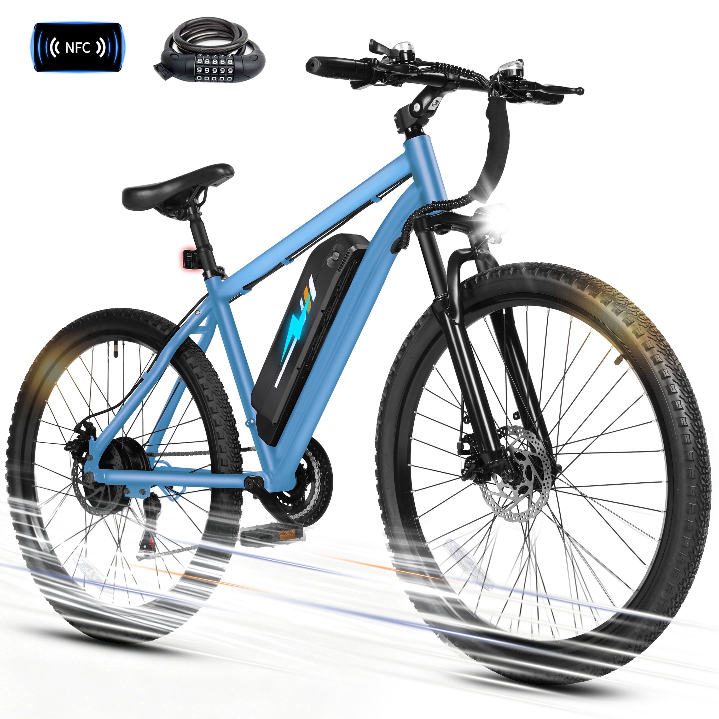 ESKUTE Electric Mountain Bike for Adults – 27.5" 21-Speed Ebike, 750W Brushless Motor, 20MPH, 48V 10.4Ah Battery, Step-Over Frame, NFC Unlock, Black with Fender & Rack