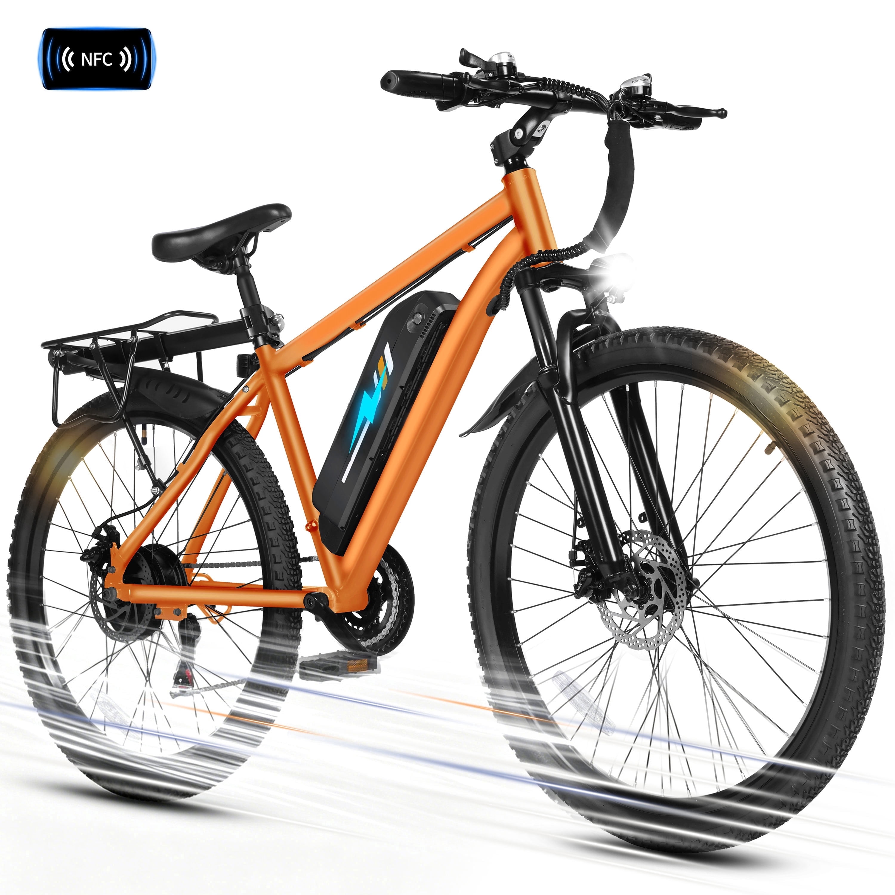 ESKUTE Electric Mountain Bike for Adults – 27.5" 21-Speed Ebike, 750W Brushless Motor, 20MPH, 48V 10.4Ah Battery, Step-Over Frame, NFC Unlock, Black with Fender & Rack