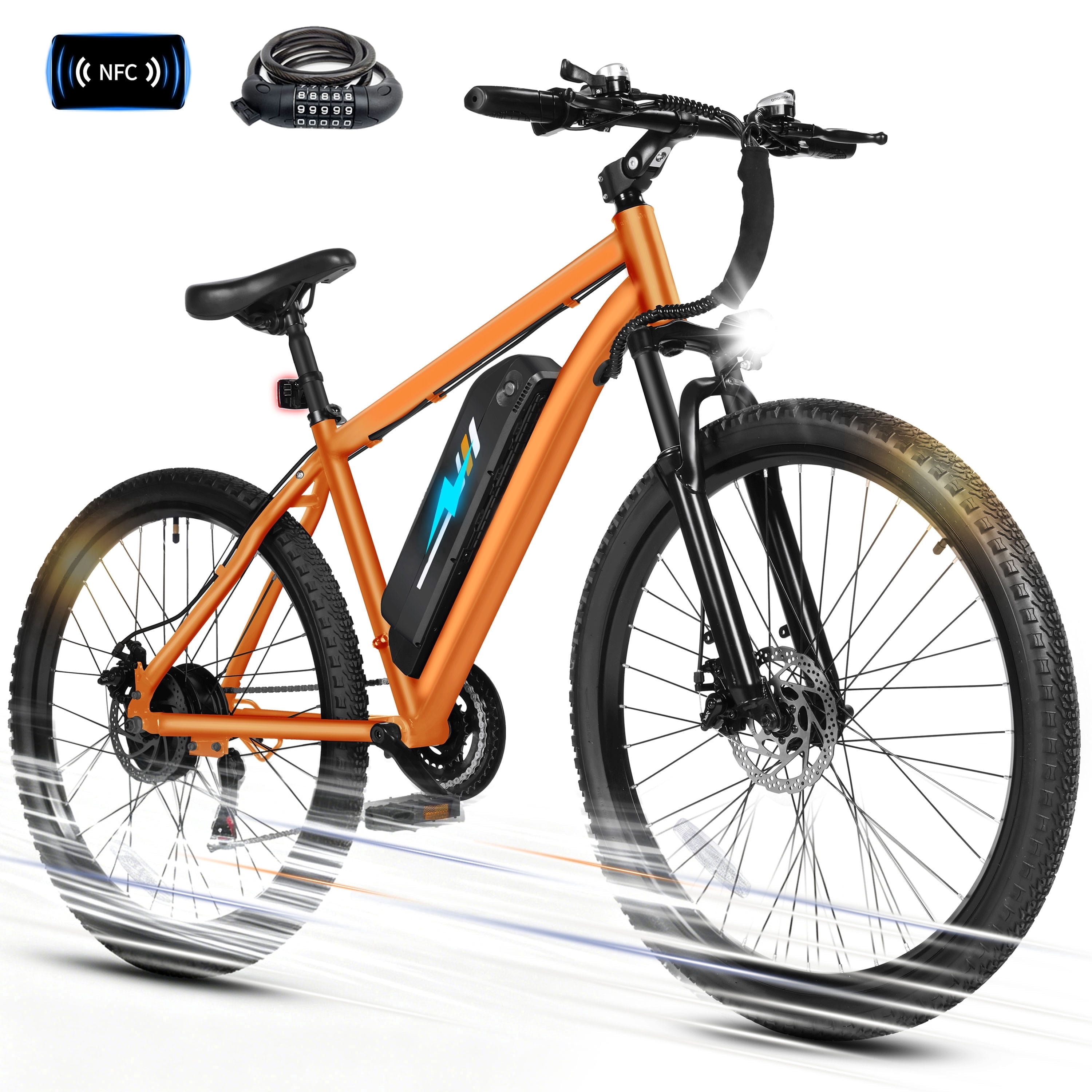 ESKUTE Electric Mountain Bike for Adults – 27.5" 21-Speed Ebike, 750W Brushless Motor, 20MPH, 48V 10.4Ah Battery, Step-Over Frame, NFC Unlock, Black with Fender & Rack