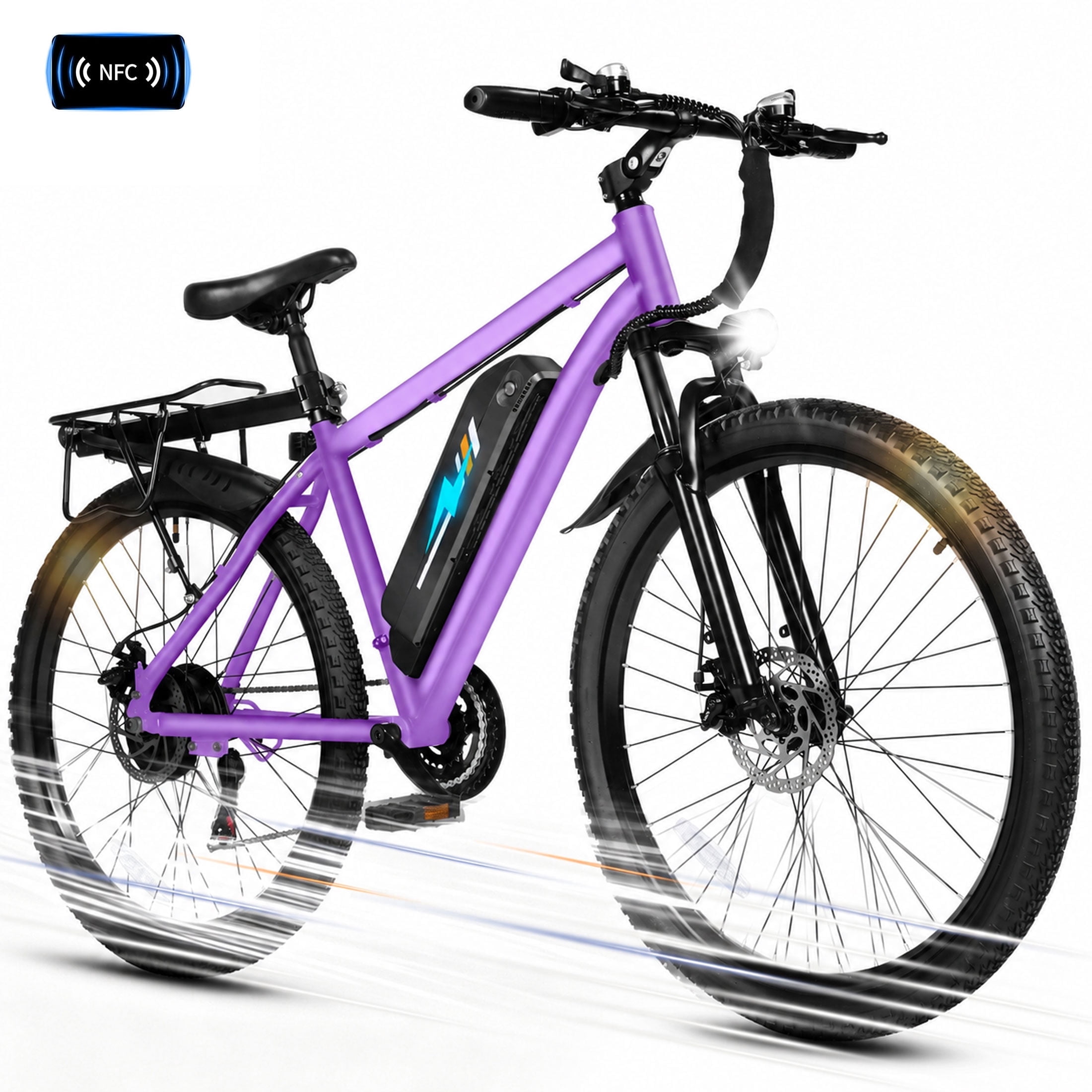 ESKUTE Electric Mountain Bike for Adults – 27.5" 21-Speed Ebike, 750W Brushless Motor, 20MPH, 48V 10.4Ah Battery, Step-Over Frame, NFC Unlock, Black with Fender & Rack
