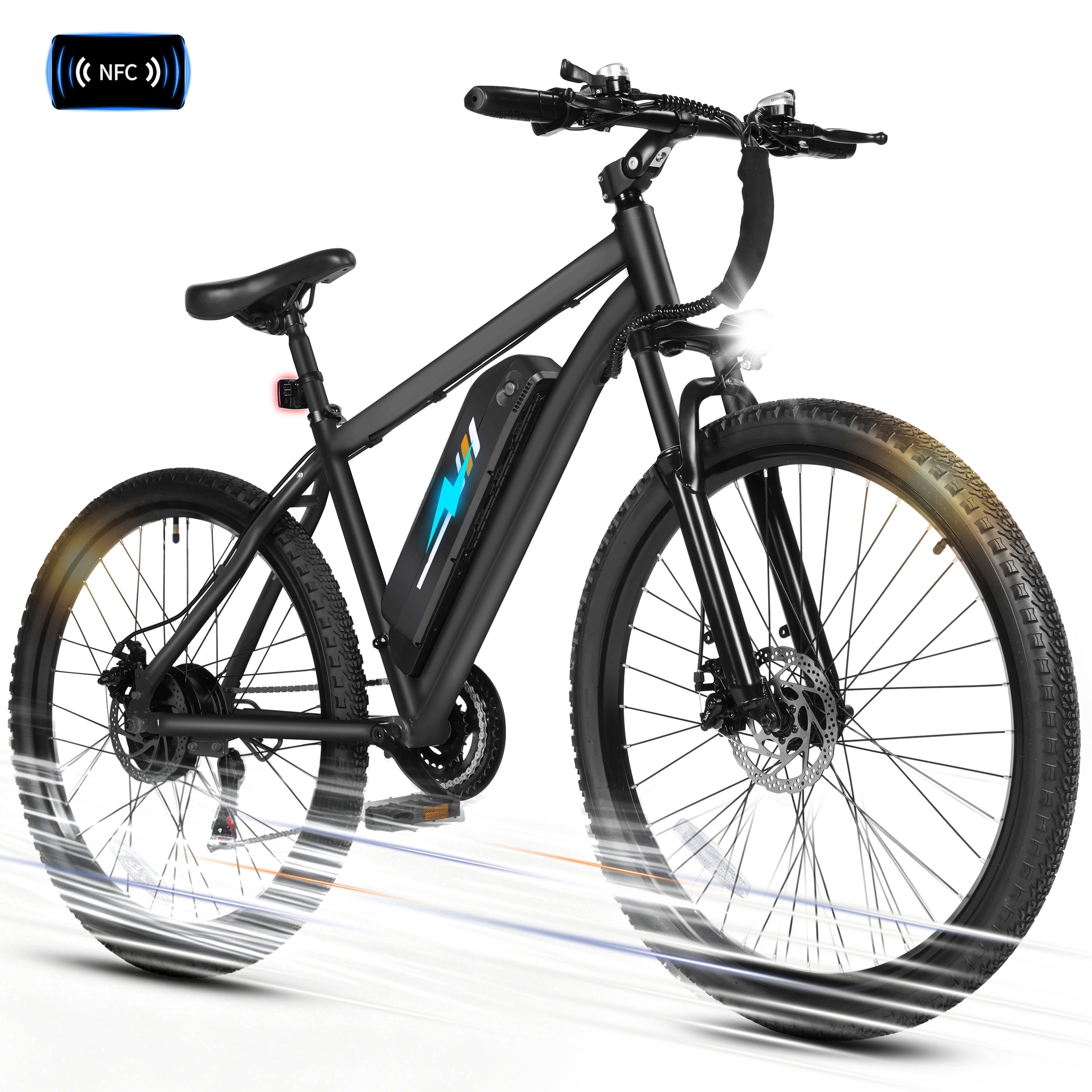 ESKUTE Electric Mountain Bike for Adults – 27.5" 21-Speed Ebike, 750W Brushless Motor, 20MPH, 48V 10.4Ah Battery, Step-Over Frame, NFC Unlock, Black with Fender & Rack