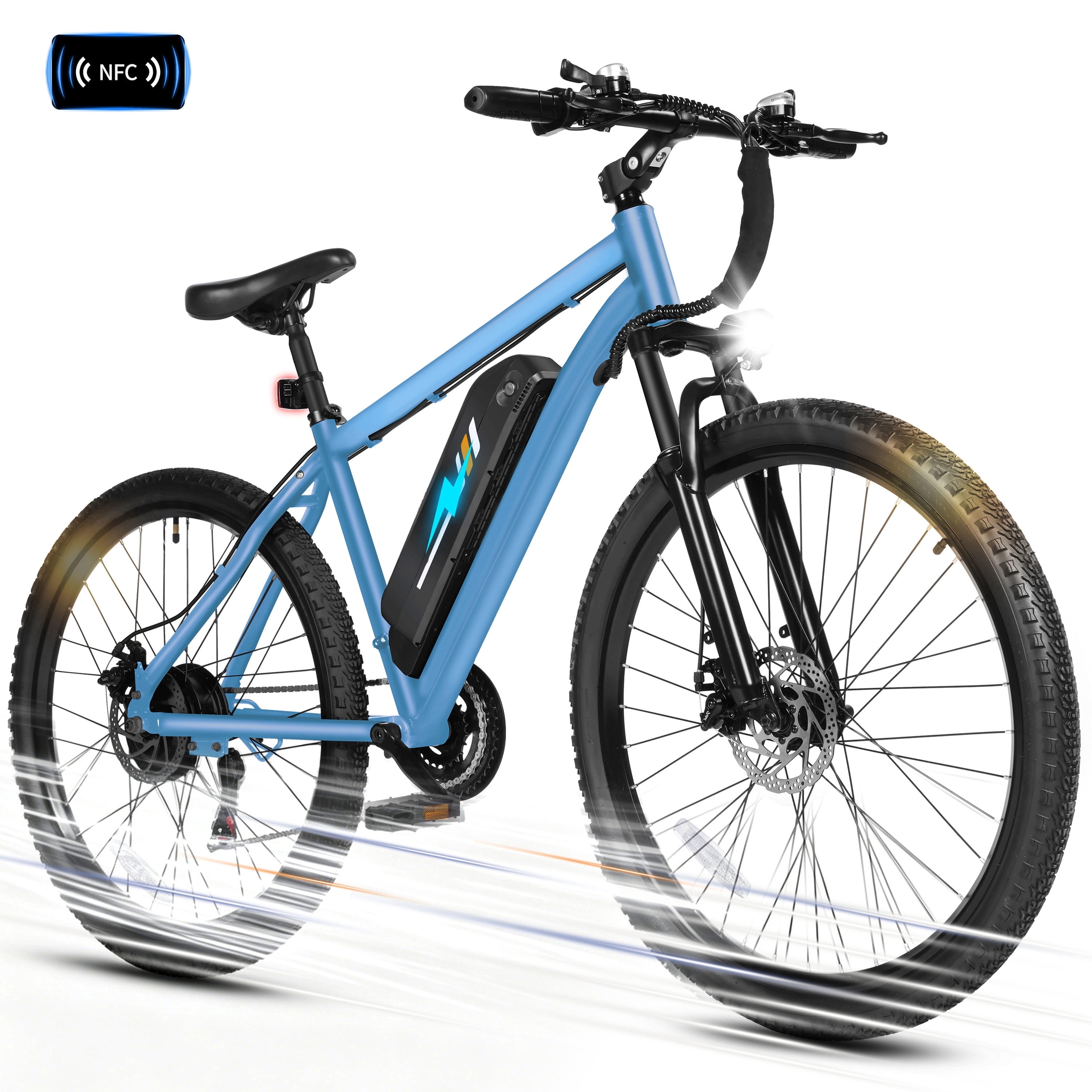 ESKUTE Electric Mountain Bike for Adults – 27.5" 21-Speed Ebike, 750W Brushless Motor, 20MPH, 48V 10.4Ah Battery, Step-Over Frame, NFC Unlock, Black with Fender & Rack