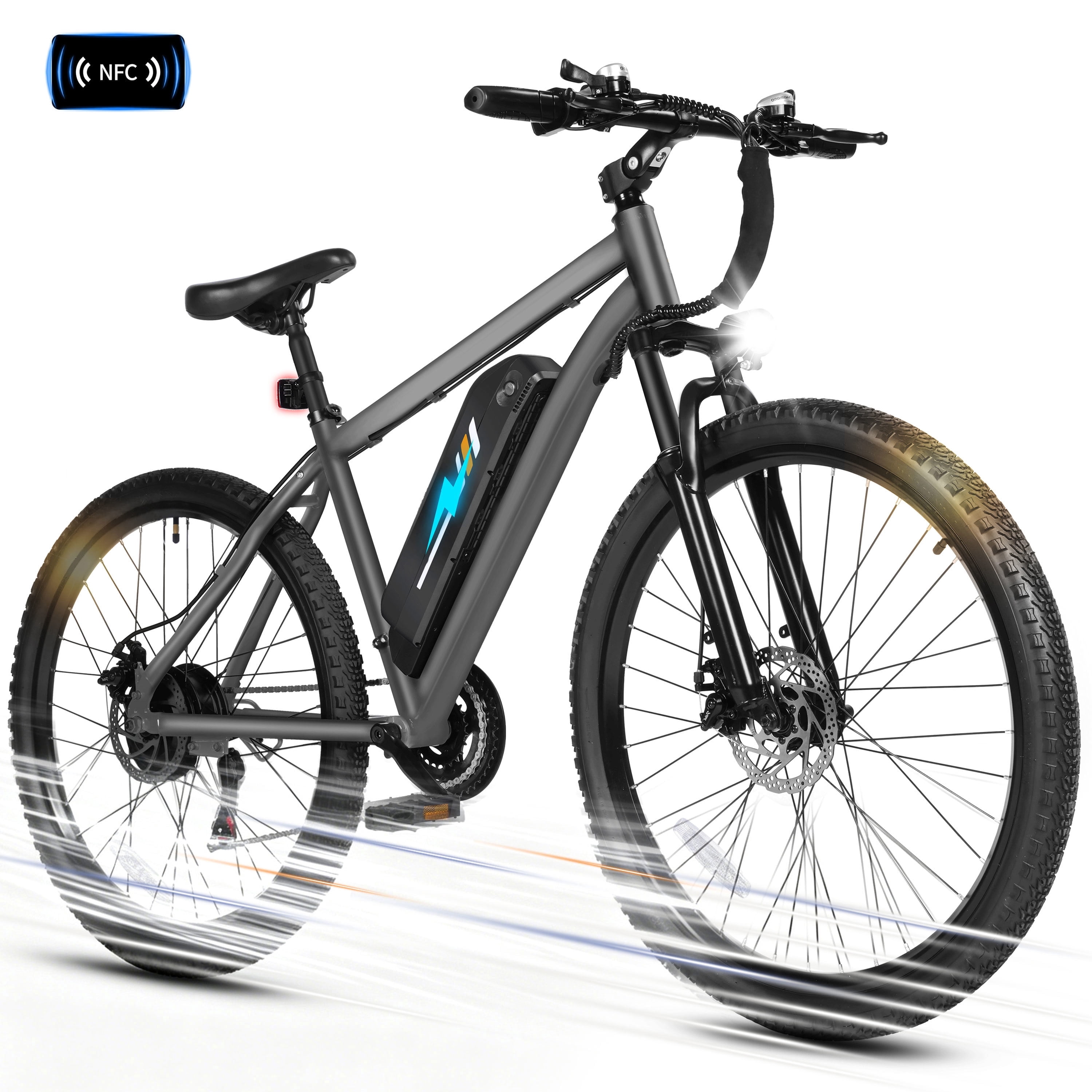 ESKUTE Electric Mountain Bike for Adults – 27.5" 21-Speed Ebike, 750W Brushless Motor, 20MPH, 48V 10.4Ah Battery, Step-Over Frame, NFC Unlock, Black with Fender & Rack