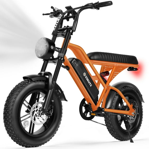 ESKUTE Electric Orange Bike for Adults 500W Motor 48V 13Ah Battery, 19MPH, 16"x4.0" Fat Tire E-Moped, NFC Unlock, 7-Speed, Up to 60 Miles, Commuter E-Bike for Adul UL2849
