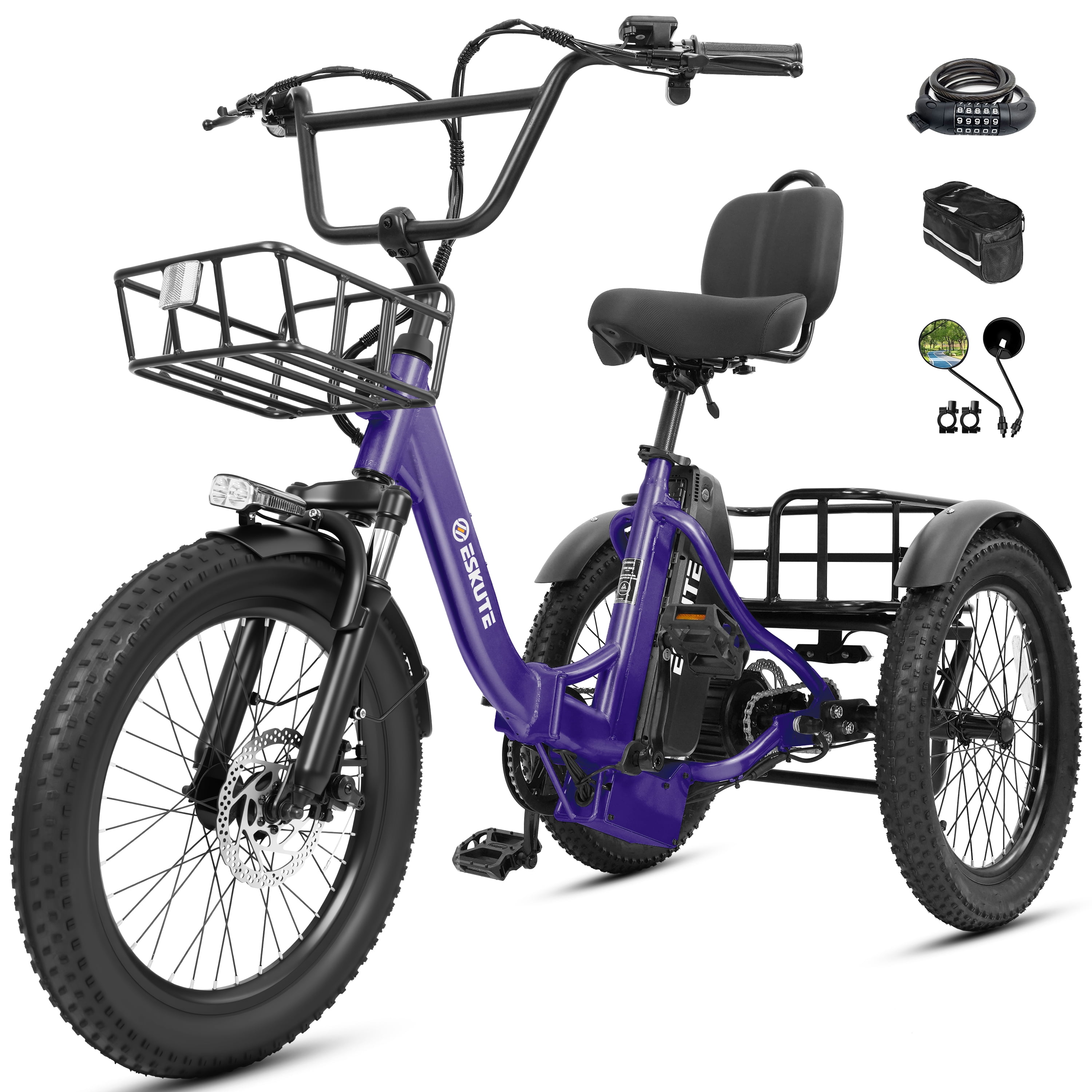 ESKUTE Electric Tricycle for Adults with Reverse, 750W Motor, 20