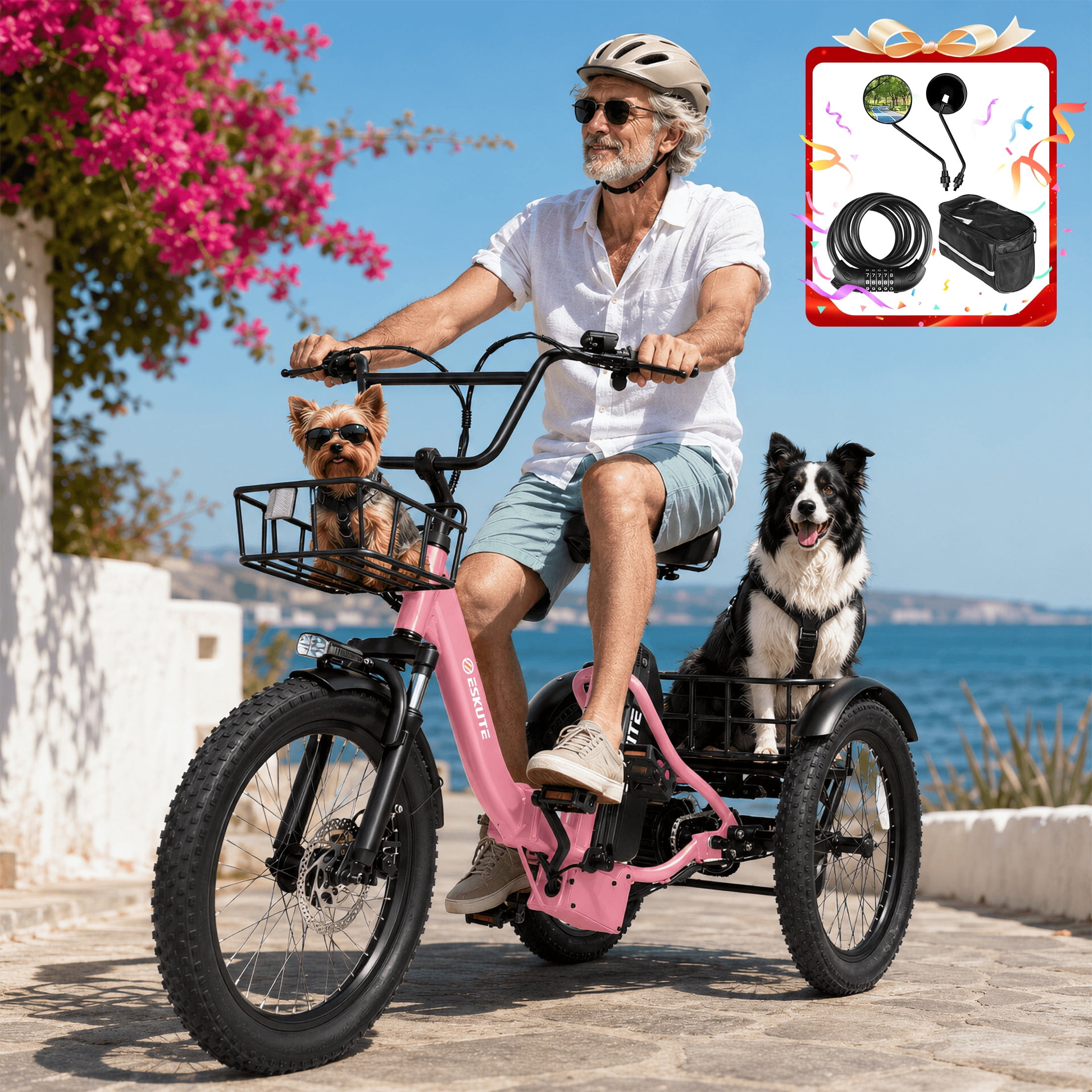 ESKUTE Electric Tricycle for Adults with Reverse, 750W Motor, 48V 20 ...