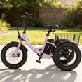 thumbnail image 1 of ESKUTE Electric Tricycle for Beginners, 16" x 3.0 Fat Tire Folding 3-Wheel E-Bike, 500W Peak Motor, 302Wh Battery, Step-Thru Design, 12.5 MPH, Pink, 1 of 8