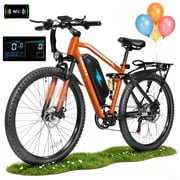 ESKUTE M200D Electric Mountain Bike for Adults, 27.5" Full Suspension E-Bike, 750W Brushless Motor, 20 MPH Speed, 48V 20.8Ah , 80 Miles Range, Step-Over Electric Bicycle Orange, UL2849