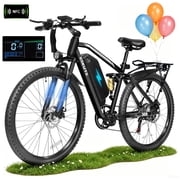 ESKUTE M200D Electric Mountain Bike for Adults, 27.5" Full Suspension E-Bike, 750W Brushless Motor, 20 MPH Speed, 48V 20.8Ah , 80 Miles Range, Step-Over Electric Bicycle Black, UL2849