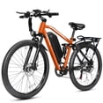 thumbnail image 1 of ESKUTE M200F Electric Bike for Adults, 27.5" Full Suspension Mountain E-Bike, 750W Motor 20 MPH, 48V 20.8Ah Up to 60 Miles Range, Step-Over Electric Bicycle Orange, UL2849, 1 of 5