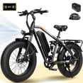 thumbnail image 1 of ESKUTE M300 Electric Bike for Adults, Full Suspension Fat Tire Mountain Ebike, 48V 20.8Ah Removable Battery, 750W Motor, Up to 20MPH, 80 Miles Electric Bicycle Black with Phonebag & Lock, UL2849, 1 of 7