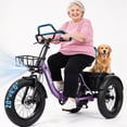 thumbnail image 1 of ESKUTE T300 Pro Adult Electric Tricycle with Reverse, E Trike, 998.4Wh Battery, 20" x 4.0" Fat Tires, Foldable 3 Wheel Electric Bike, Stable Ride for Seniors & Parents Purple, UL2849, 1 of 9