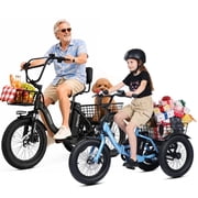 ESKUTE T300 & T300 Mini 2 Electric Tricycles Bundle for Adults, Includes T300 and Beginner T300 Mini E-Trikes, Fat Tires, Folding 3-Wheel E-Bikes, Step-Thru Frames, Black & Blue, UL2849