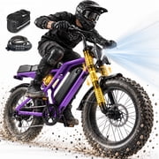ESKUTE V100Pro Electric Bike for Adults,500W Motor, 20"x4" Fat Tire, 19mph E Mountain Bike, 48V/15.6AH TUV Certified UL2849 Class 2 Purple with Phonebag & Lock