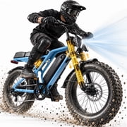 ESKUTE V100Pro Electric Bike for Adults,500W Motor, 20"x4" Fat Tire, 19mph E Mountain Bike, 48V/15.6AH TUV Certified UL2849 Class 2 Blue