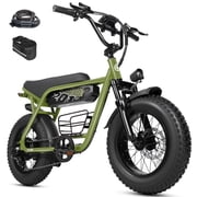 ESKUTE V201 Electric Bike for Adults & Teens 500W, 19MPH, 48V 15.6Ah Battery, 20"x4.0" Fat Tire 7-Speed, Front Suspension, All-Terrain Ebike Green with Phonebag & Lock, UL2849