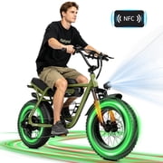 ESKUTE V201D Electric Bike for Adults & Teens, 500W, 19MPH, 48V 15.6Ah Battery, 20"x4.0" Fat Tire Ebike, 7-Speed , Front Suspension, All-Terrain Electric Bicycle Green, UL2849