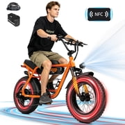 ESKUTE V201D Electric Bike for Adults & Teens, 500W, 19MPH, 48V 15.6Ah Battery, 20"x4.0" Fat Tire Ebike, 7-Speed , Front Suspension, All-Terrain Electric Bicycle Orange with Phonebag & Lock, UL2849