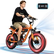 ESKUTE V201D Electric Bike for Adults & Teens, 500W, 19MPH, 48V 15.6Ah Battery, 20"x4.0" Fat Tire Ebike, 7-Speed , Front Suspension, All-Terrain Electric Bicycle Orange, UL2849