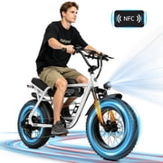ESKUTE V201D Electric Bike for Adults & Teens, 500W, 19MPH, 48V 15.6Ah Battery, 20"x4.0" Fat Tire Ebike, 7-Speed , Front Suspension, All-Terrain Electric Bicycle White, UL2849
