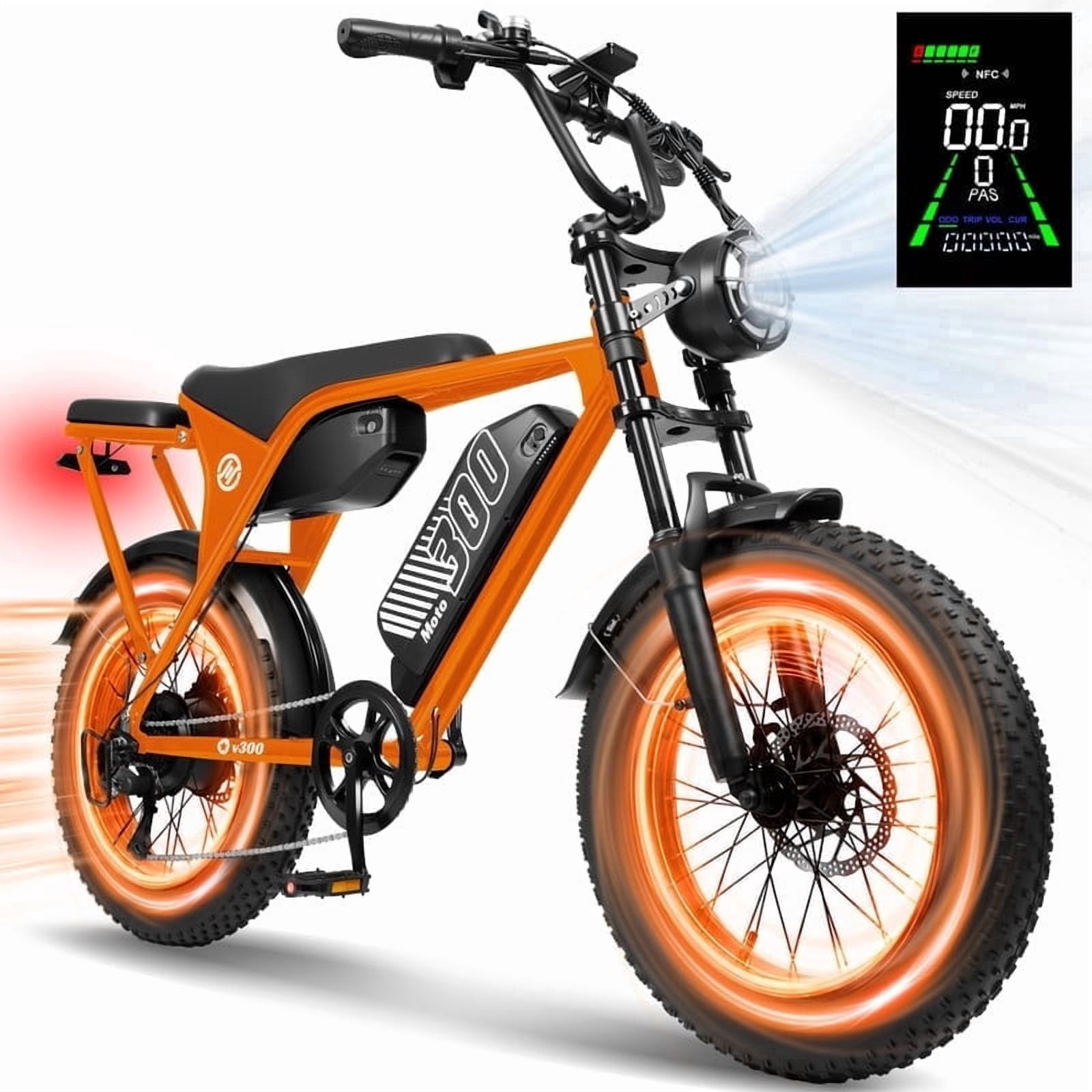 electric bicycle under $300 Bike for Adults 300lbs with Carplay Screen, Ebike for Adults 34MPH with Front & Rear Cameras, All Terrain Ebike with 1500W Peak Motor, 20" Fat Tire Dirt Bike with and a RST hydraulic front fork. NIU - BQi Fat Tire
