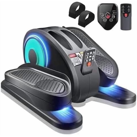 ESL Under Desk Elliptical - Portable Exerciser with Pedal Strap for Seniors, Compact Seated Elliptical with Remote Control, LCD Display Elliptical Trainers for