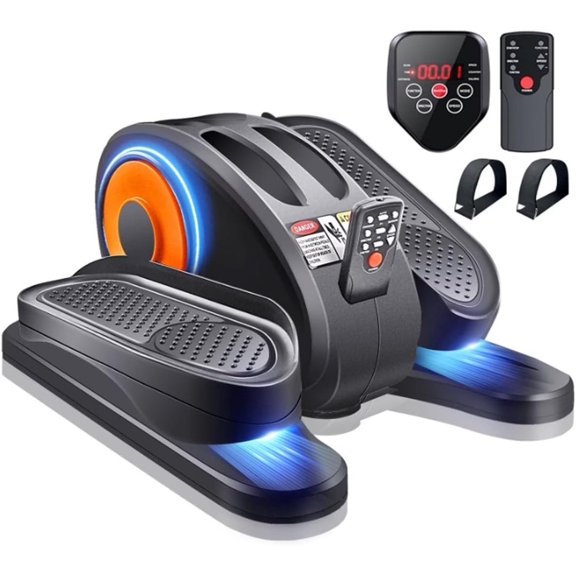 ESL Under Desk Elliptical - Portable  Exerciser with Pedal Strap for Seniors, Compact Seated Elliptical with Remote Control, LCD Display Electric Elliptical Trainers for