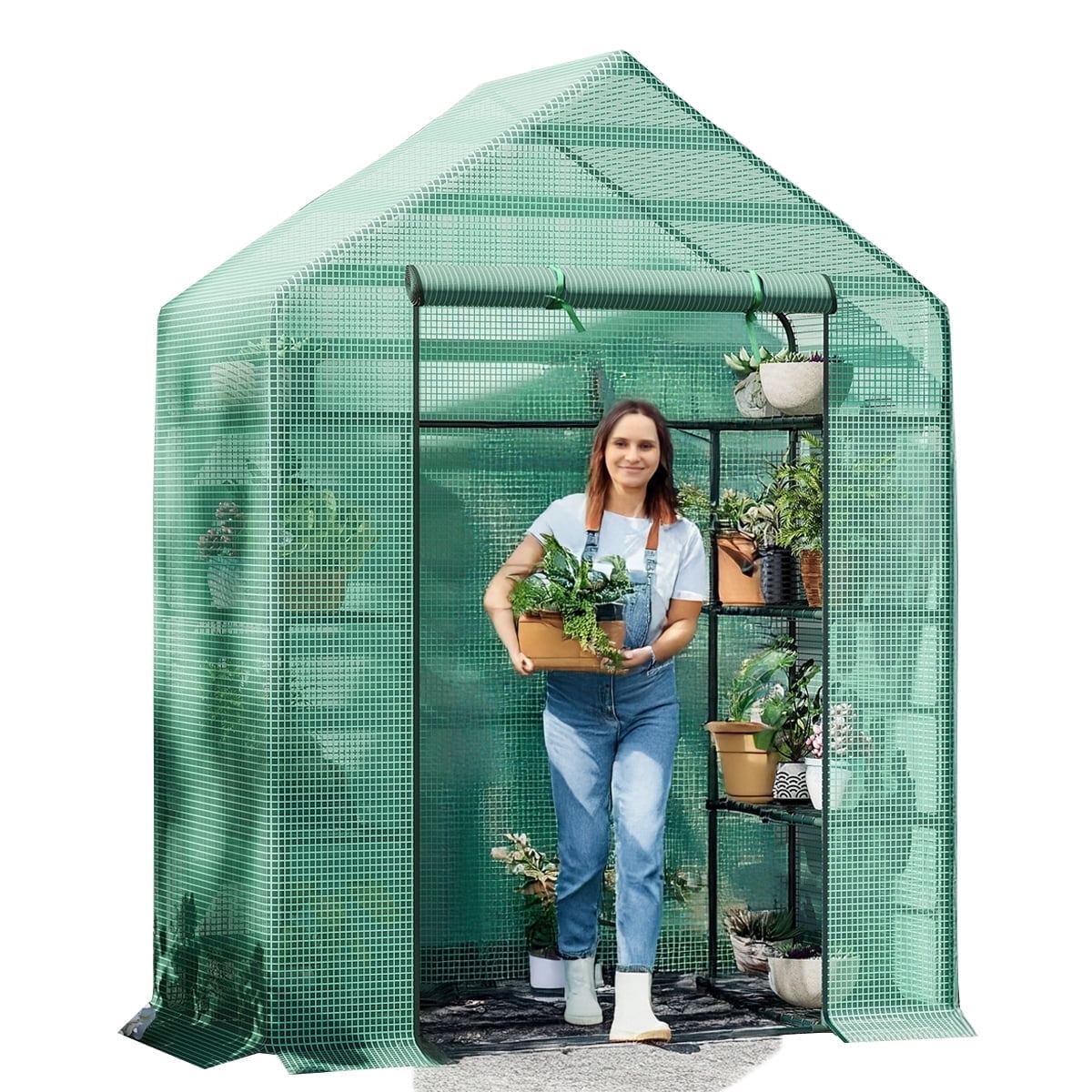 29 x 56 x 75" Walk-in Greenhouse - Thicken PE Cover & Heavy Duty Frame. Durable 3-Tier 4-Shelf Plant House for Patio, Backyard, Outdoor. ESL Greenhouses