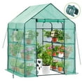 thumbnail image 1 of ESL Greenhouse for Outdoors with Screen Windows, 57 x 57 x 76'' Walk in Plant Greenhouses Heavy Duty with Durable PE Cover, 3 Tiers 12 Shelves Stands Plastic Portable Green House with Shelf Clips, 1 of 9