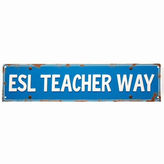 "ESL Teacher Way" Tin Sign - 16x4 Inches Career Pride Decor for Wall, Great for Classroom, Office, Bedroom | unique wall decor, vintage decor for home, family wall decor