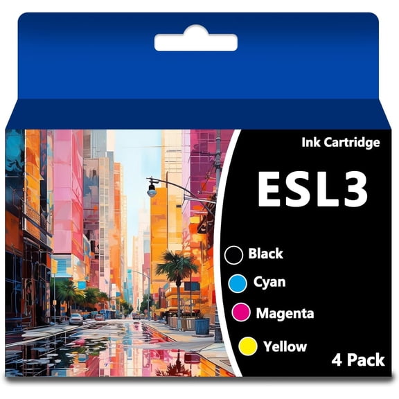 ESL3 Ink Cartridges Compatible for ESL3-CY ESL3-MG ESL3-YE ESL3-BK Ink Roland ECO-SOL MAX SolJet Pro II V SJ-1045EX VersaArt RE-640 VersaCAMM SP-300(4Packs,Black Cyan Magenta Yellow)