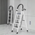 thumbnail image 1 of ESLIFE 4-Step Folding Ladder, Anti-Slip, Portable, Multi-Use for Home & Office（330lb Capacity), White, 1 of 6